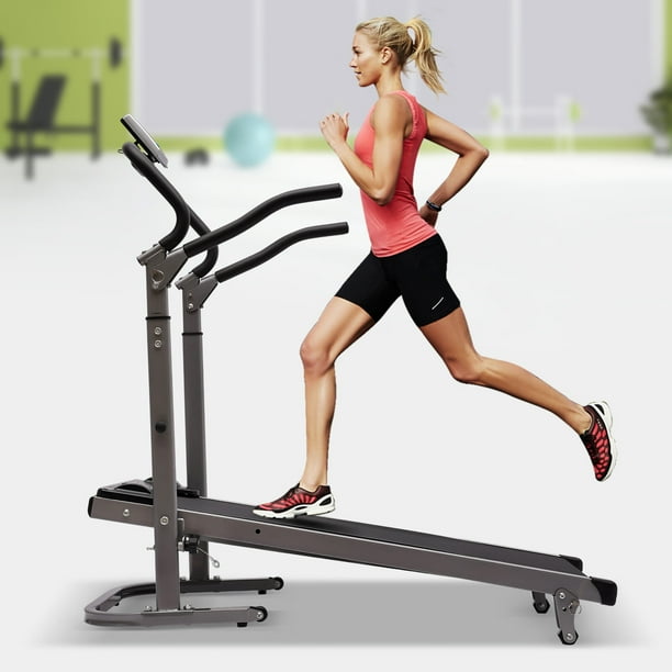 Aiqidi Incline Folding Treadmill with LED Monitor & Handrail, Running Jogging Walking Exercise