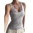 thumbnail image 2 of Women's Y2K Lace Tank Top Sleeveless Square Neck Crop Tops Streetwear Gray L, 2 of 10