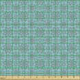 thumbnail image 2 of Ambesonne Damask Fabric by the Yard Upholstery, Abstract Floral Lattice Art, 1 Yard, Aqua and Purpleblue, 2 of 5