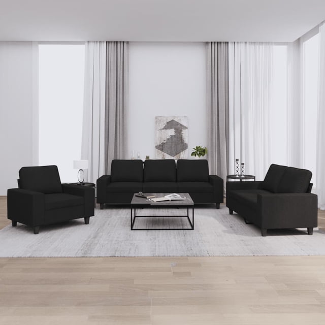 vidaXL Ensemble de Canapé 3 Pcs Tissu Noir