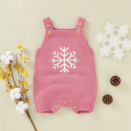 

Baby Clothes Clearance! purcolt Christmas Sweater Baby Girls Boys Sleeveless Straps Knit Sweater Jumpsuit Newborn Toddler Infant Winter Snowflake Printed Ribbed Romper Onesies Bodysuit Outfits