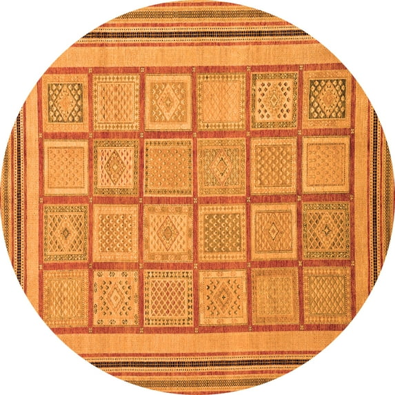 Ahgly Company Indoor Round Abstract Orange Modern Area Rugs, 5' Round