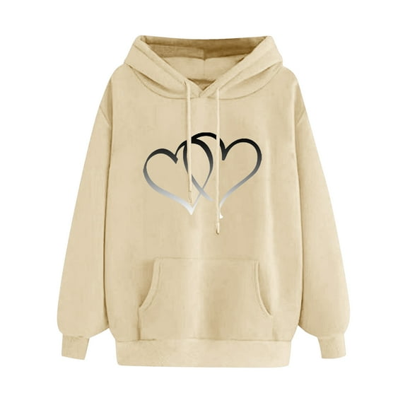 Fartey Cute Heart Graphic Hoodies for Women Fashion Fall Fleece Sweatshirts with Pockets Casual Long Sleeve Drawstring Hooded Pullover