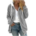thumbnail image 4 of Elvqul Womens Jacket with Pockets Fleece Outerwear Hooded Thick Sweaters Coat for Women Long Sleeve, 4 of 10