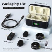 Wireless Lavalier Microphone Compatible for iPhone, Android Mini 2.4GHz Clip-On Mic with Noise Cancellation, 50m Range, 15H Battery, Plug & Play for Vlogging, YouTube, TikTok, Live Streaming