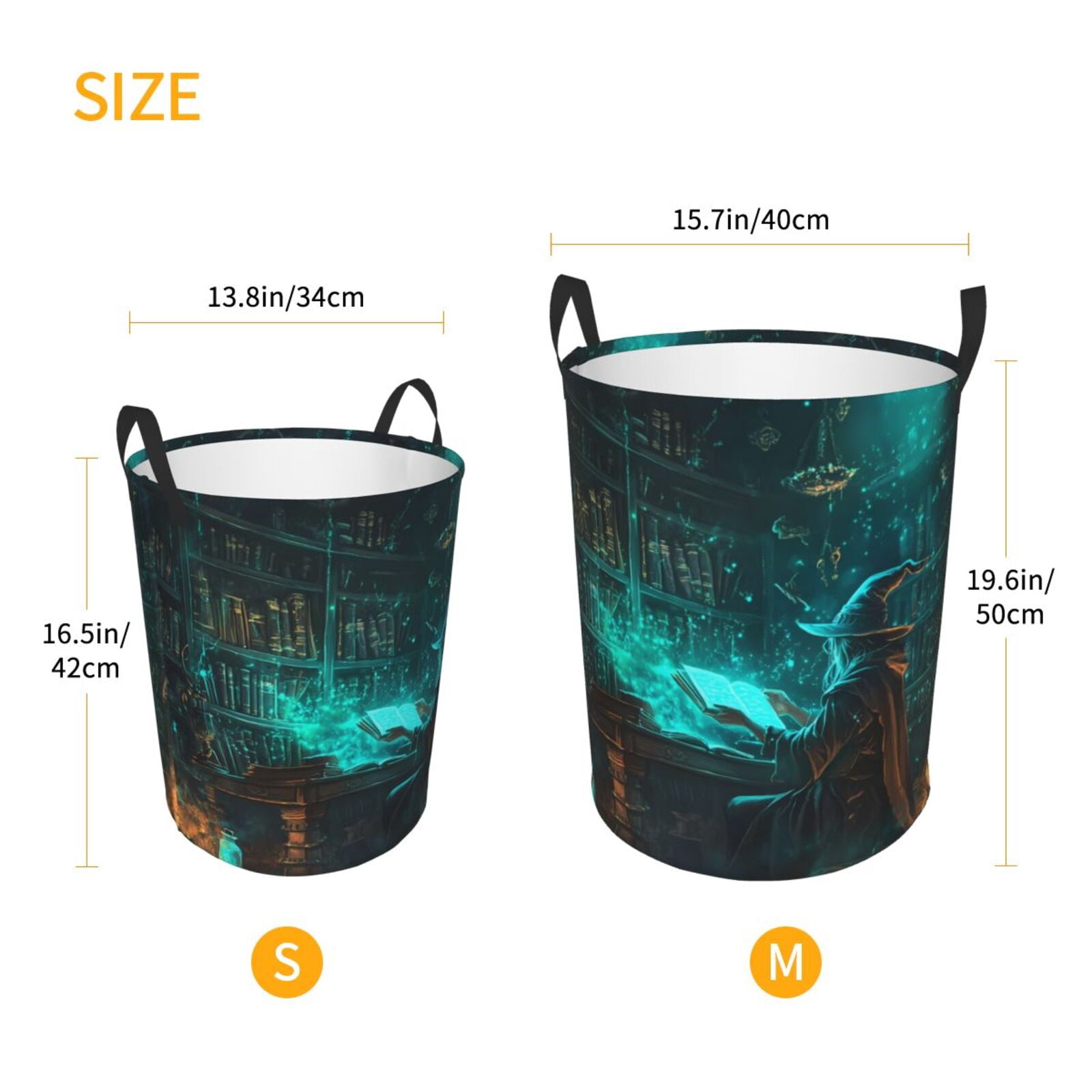 Large Laundry Basket with Handles - Halloween Mysterious Witch Study Kids Baby Dirty Clothes Laundry Hamper for Bedroom Aesthetic