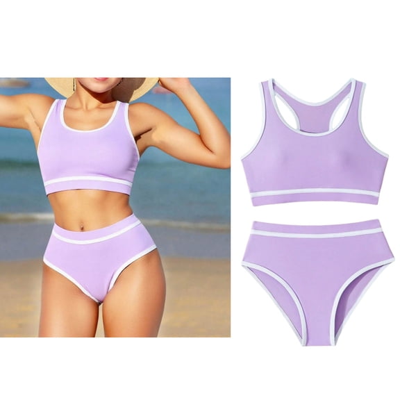 Swimsuits for Kids Quick Dry 2 Piece Girls Bikinis with Chest Pad Swimsuit for Kids Girls 8-9 Years