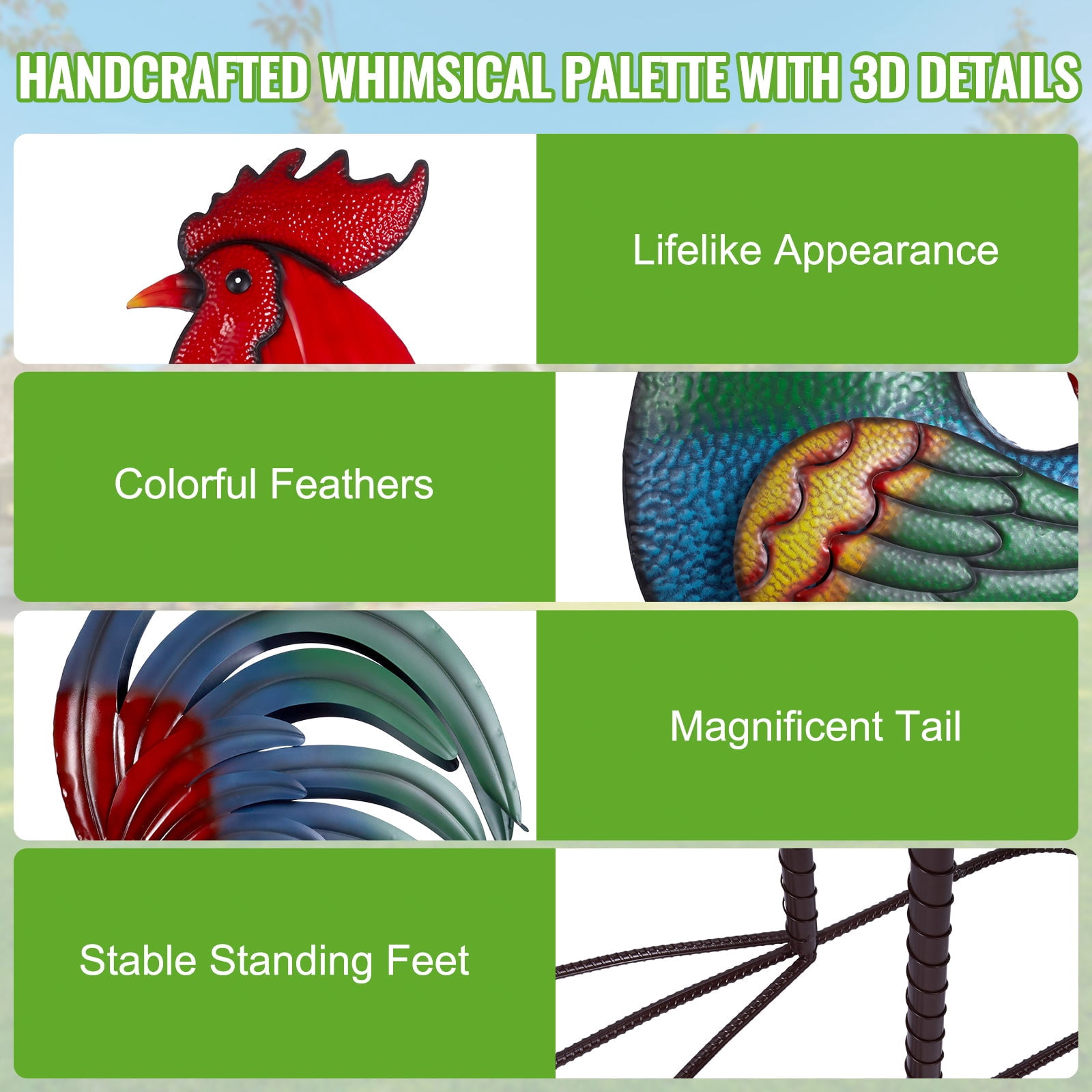 63 Inch Traditional Rooster Garden Statue