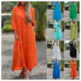 thumbnail image 3 of JUNWELL Chemise en Coton et Lin Longue Robe pour Femmes Cardigan à Manches Longues Décontracté Robe Musulmane Femmes Kaftan Gilet à Simple Boutonnage, 3 of 7