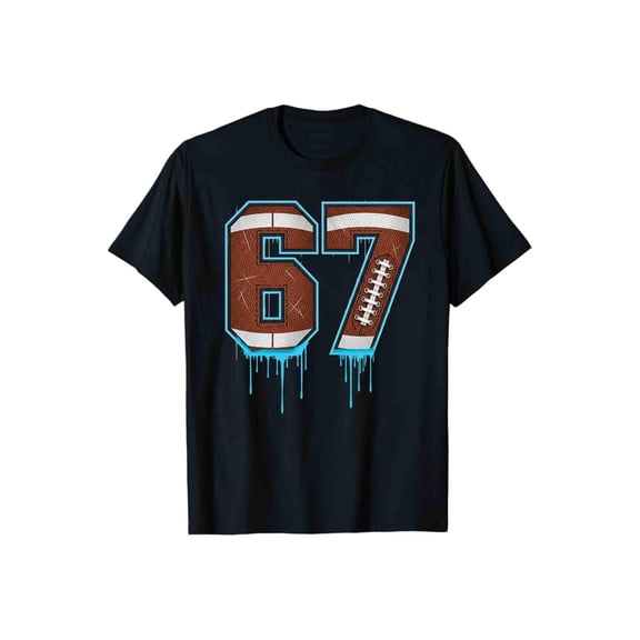 67 American Football Shirt Back or Front Six Seven Sport 67th Drip Number Youth USA Football Trend Boys Tee Unisex Cotton T-Shirt, Sizes S-5XL