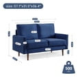 thumbnail image 3 of HomeStock Retro Renaissance 57 " Wide Upholstered Two Cushion Loveseat with Square Arms in Blue Velvet, 3 of 9