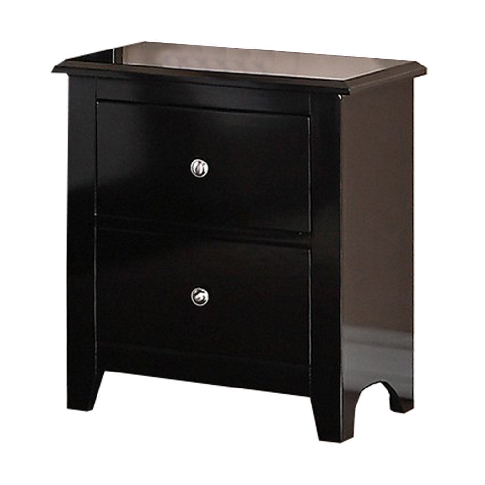 2 Drawer Wooden Nightstand with Metal Knobs, Espresso Brown Walmart