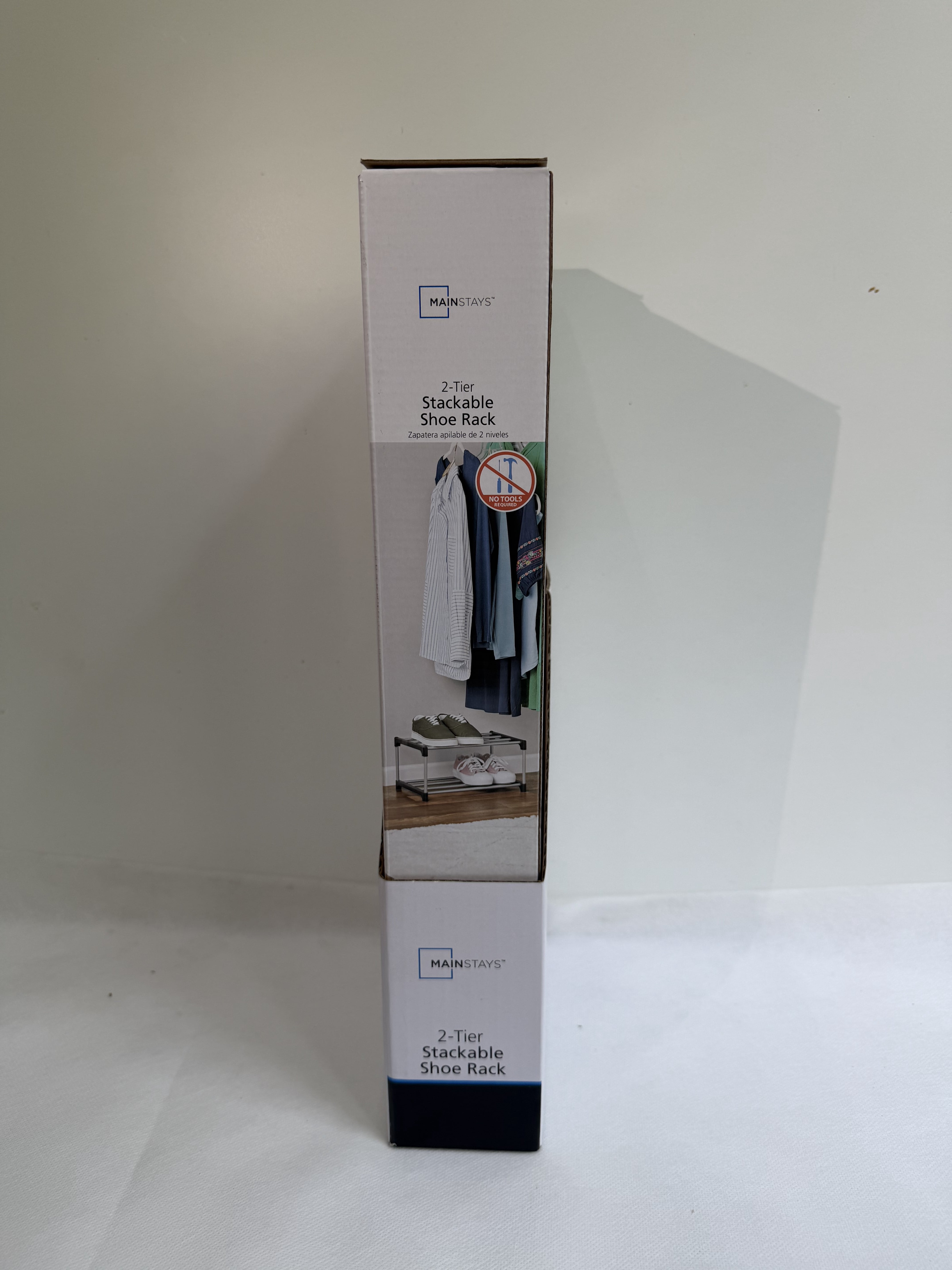 Mainstays 2-Tier Black and Silver Shoe Rack for Shoe Storage with Iron Poles & Plastic Connectors, Holds up to 4 Pairs