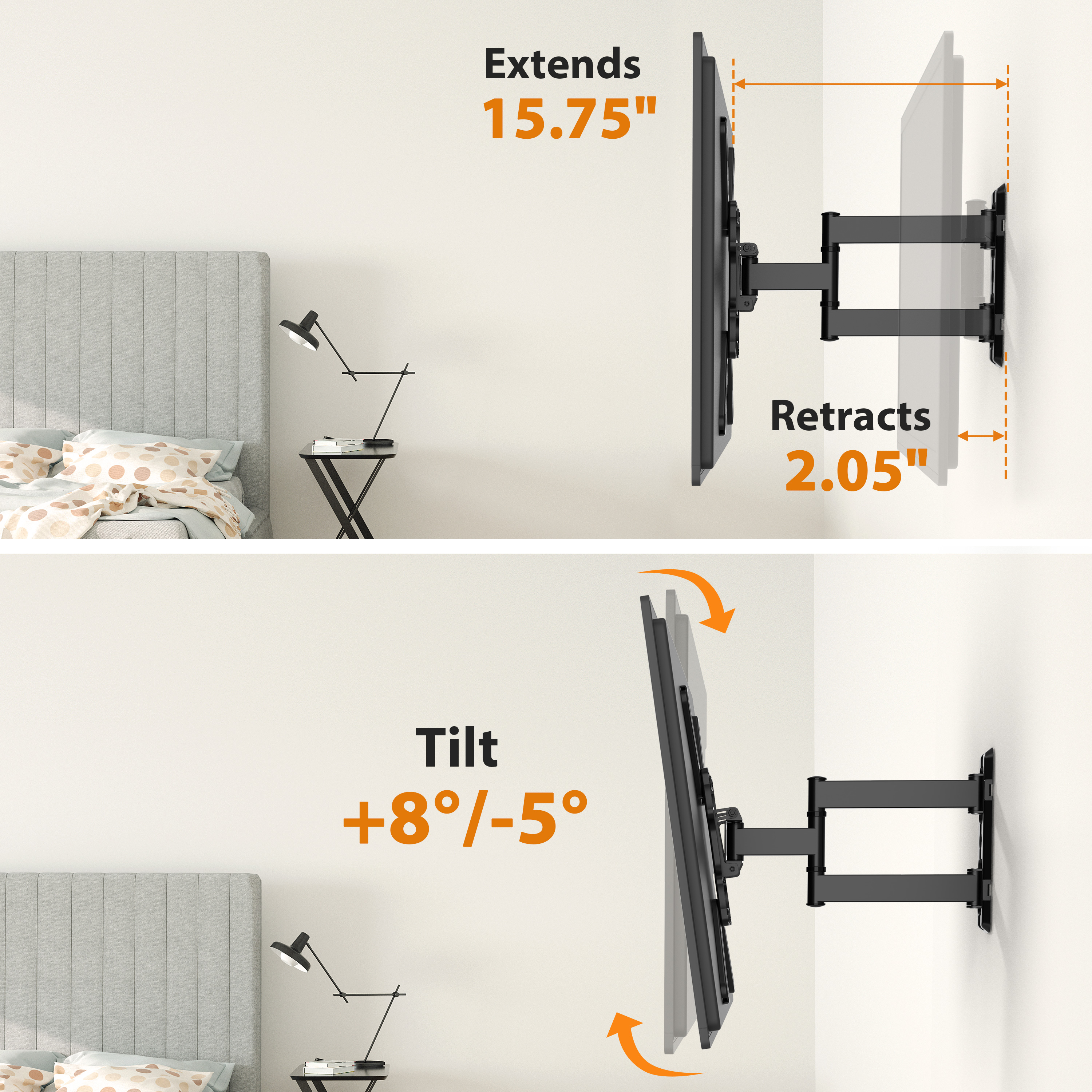 MountLiving Full Motion TV Wall Mount for 26-65 Inch TVs photo 6
