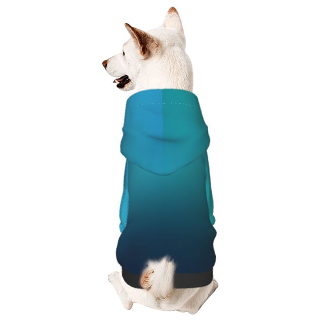Fotbe Blue to turquoise Sudadera con Estampado para Perros Pequeños – Suéter con Capucha para Mascotas, Tela Suave de Forro Polar con Bolsillo-X-Large