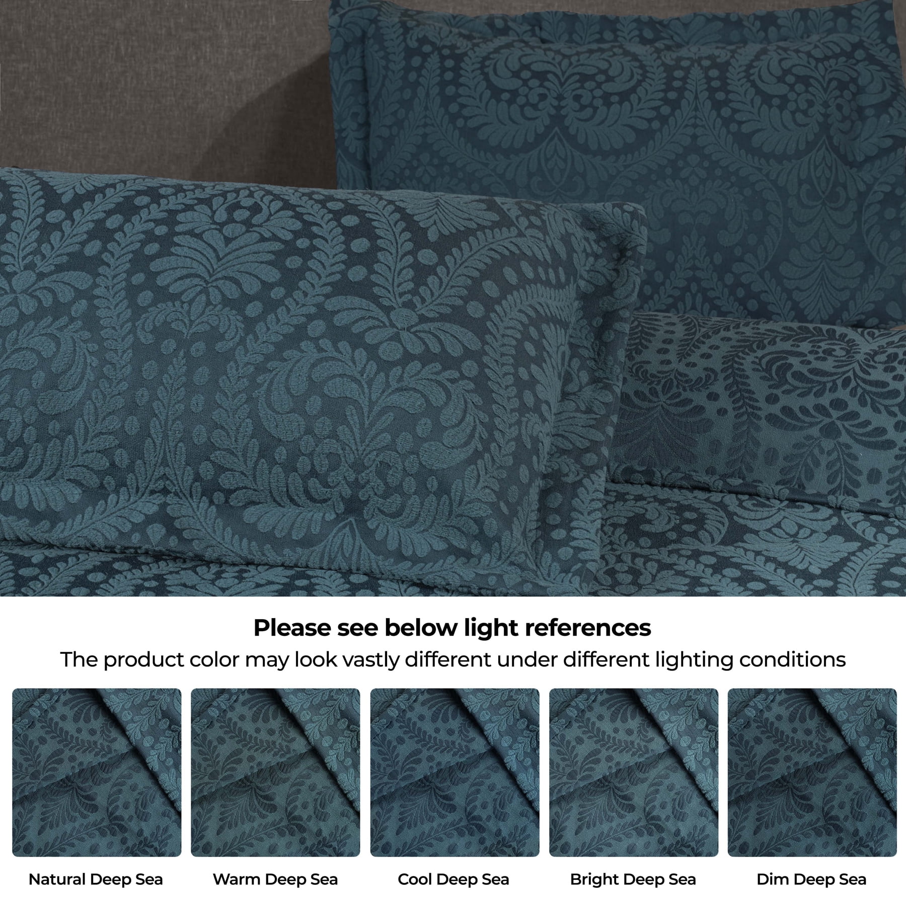 Superior 2 Piece Aspen Cotton Blend Deep Sea Bedspread Set, Twin