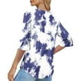 thumbnail image 5 of Summer Akafmk 3/4 Sleeve Shirts for Women,Summer Womens Tie-dyes Top,Casual Printed Quarter Sleeved V-neck Ruffle Top, 5 of 5