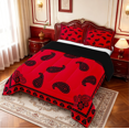 thumbnail image 2 of meiyoeat Edgy Paisley King Size Comforter Sets,Bold Print Comforters King Size For Adults,Red Black,Black Reversible,3-Piece,1 Comforter and 2 Pillowcases, 2 of 7
