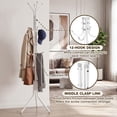 thumbnail image 6 of HONEIER Coat Rack, 68.9" Metal Coat Rack Stand with 12 Hooks Standing Coat Rack for Entryway Bedroom Living Room, White, 6 of 10