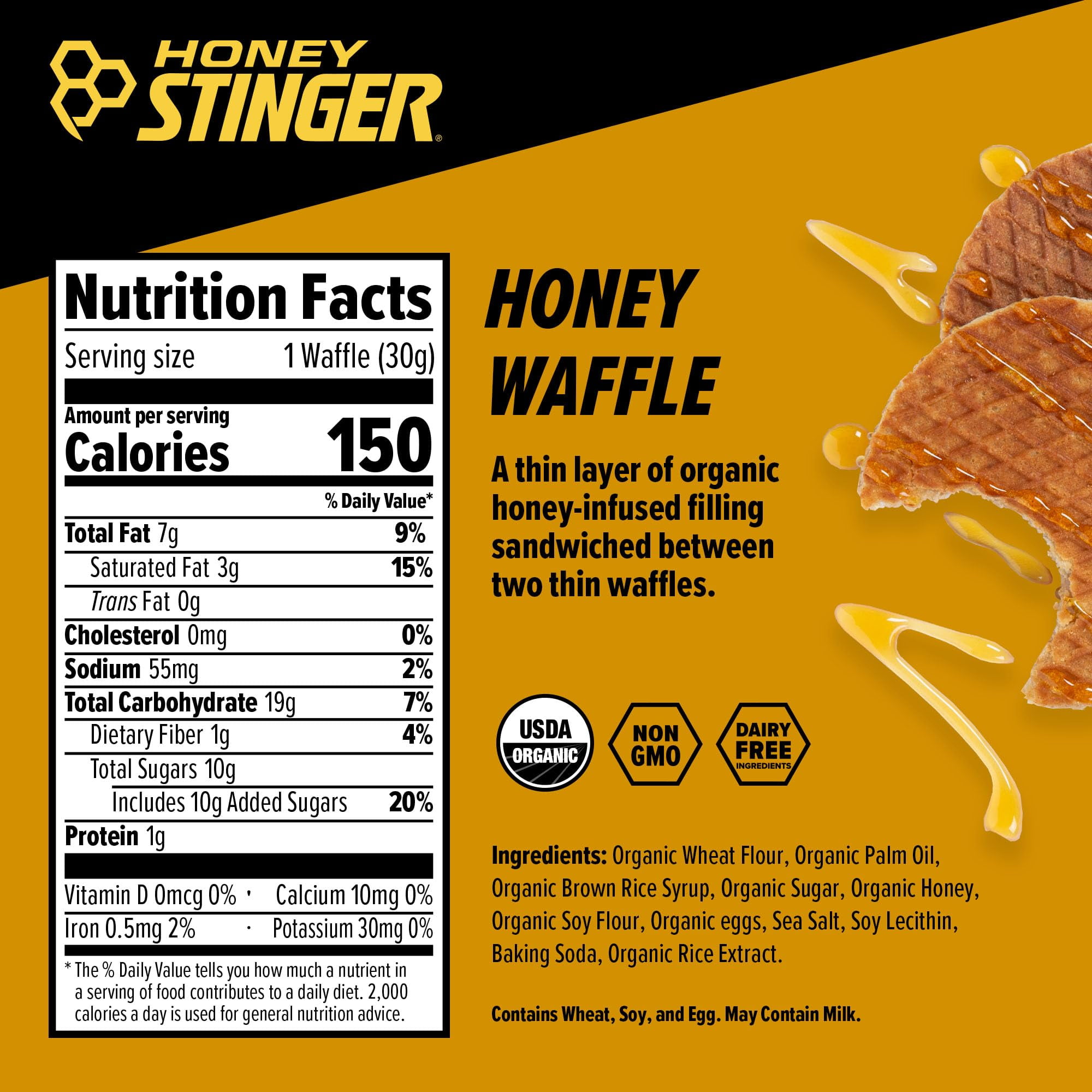 Honey Stinger Organic Honey Waffle Energy Stroopwafel H2FSDfor Endurance and Performance Sports Nutrition for Home & Gym, Pre and Post Workout Box of 16 Waffles, 16.96 Ounce (Pack of 16)