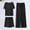 Black, variant on DuoJiaJ Summer New Ice Silk Pajamas Set Women's Short Sleeved Shorts Wide Leg Pants Solid Color Home Three Piece Set Can Be Worn Loosely Summer Pajamas Women Black One Size