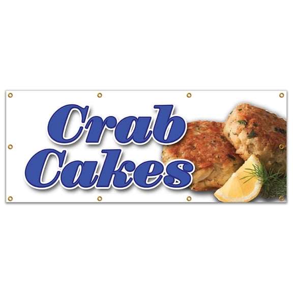 36"x96" CRAB CAKES BANNER SIGN crabs cake maryland seafood fried mini signs