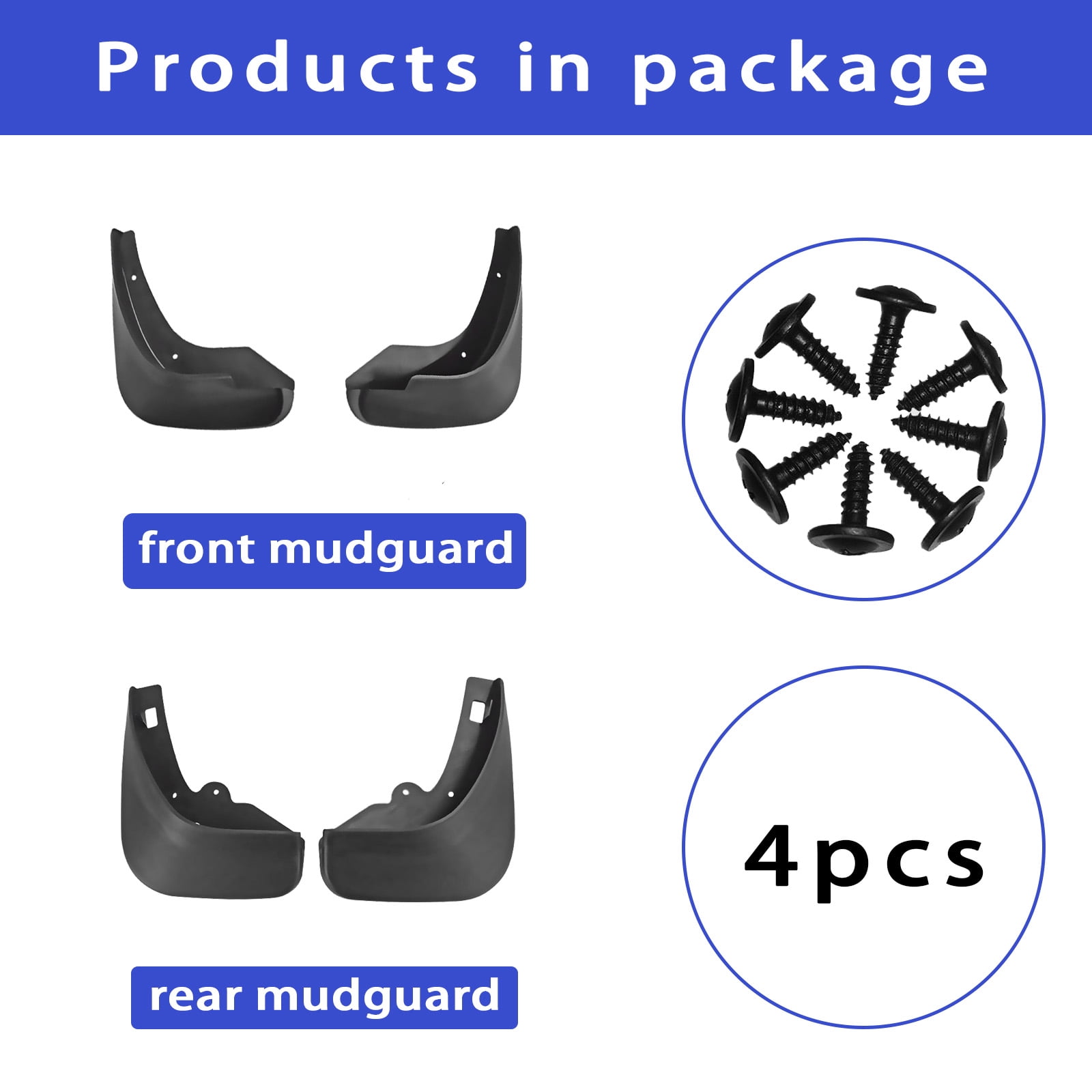 Mud Flaps Fit For Ford Focus 1.8L Accessories 2005-2014, Four Seasons Protection Mudguard, 4PCS No Drilling Splash Guards-black
