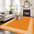 thumbnail image 3 of Orange Greek Key Large Area Rugs for Bedroom Living Room, Soft Non Slip Carpet Bedside Rug, White Greece Ancient Farmhouse Geo Rectangular Floor Cover Kitchen Accent Rug 8'x10' for Dining Room/Office, 3 of 9