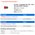 thumbnail image 2 of Oil Filter - Compatible with 1999 - 2010 Chevy W4500 Tiltmaster 2000 2001 2002 2003 2004 2005 2006 2007 2008 2009, 2 of 2