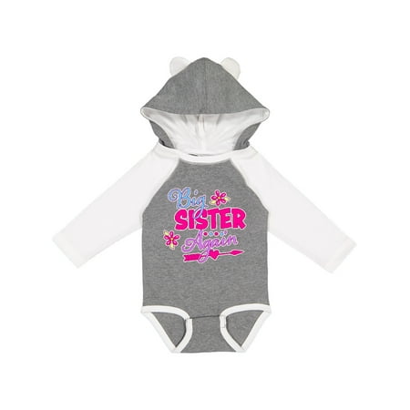 

Inktastic Big Sister Again with Flowers and Arrow Gift Baby Girl Long Sleeve Bodysuit