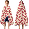 thumbnail image 3 of Red Butterfly Red Silhouette Pattern Hooded Bath Towel，50"x30" for Ages 3 To 12 Kids, Quick Dry Lightweight Soft Microfiber Hood Beach Towel Cover Up for Kids, 3 of 7
