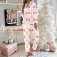 thumbnail image 2 of Pajama Sets for Women 2 Piece Christmas Themed Bow Printed Long Sleeve Set Womens Sleepwear,C,S, 2 of 5