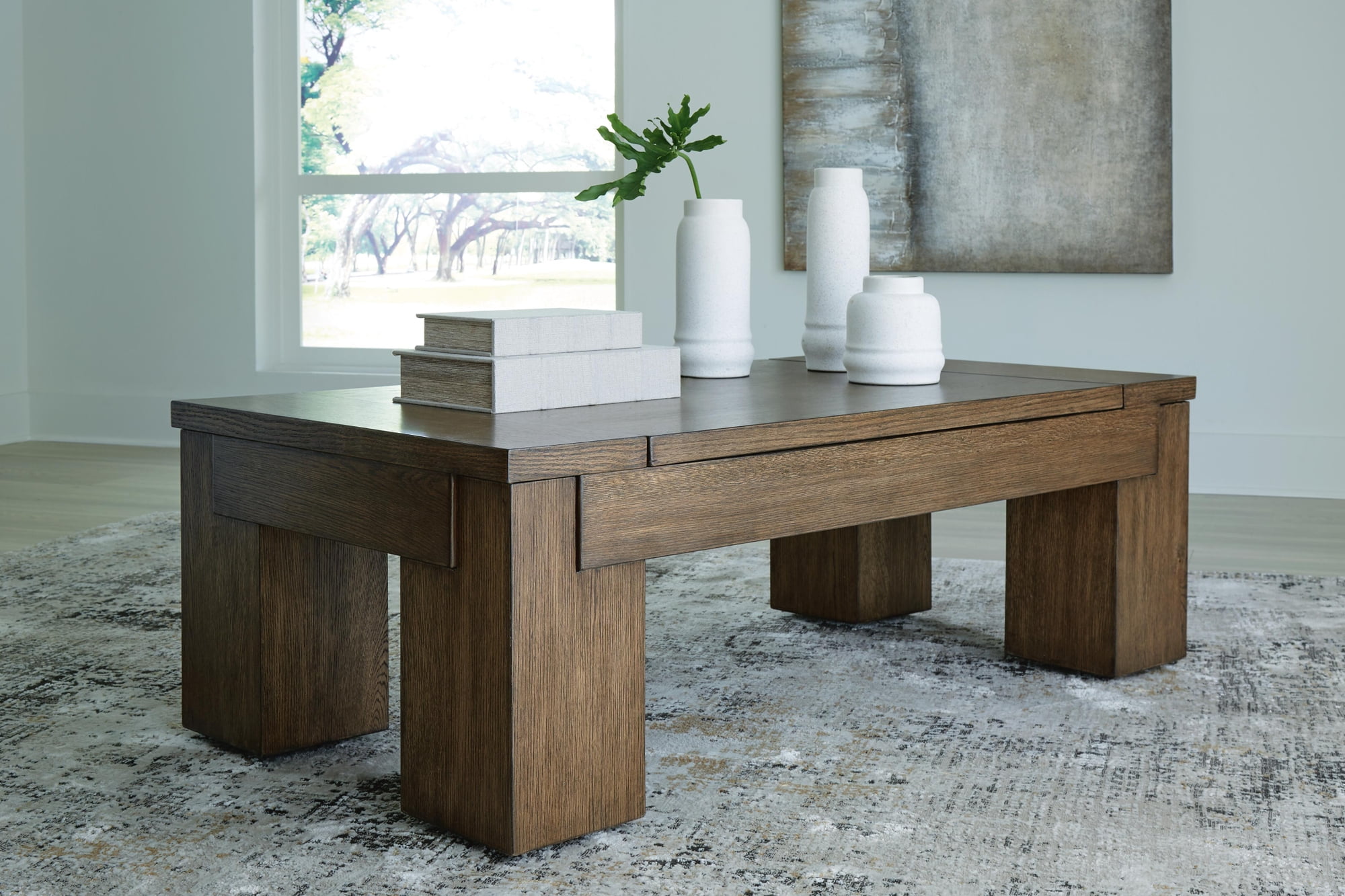 Signature Design by Ashley Rosswain 54" Lift-Top Coffee Table, Brown