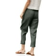thumbnail image 5 of RYRJJ Womens Plus Size Cotton Linen Tapered Pants Elastic Waist Ankle Cropped Trouser Casual Loose Vacation Beach Pants with Pockets(Dark Gray,L), 5 of 8