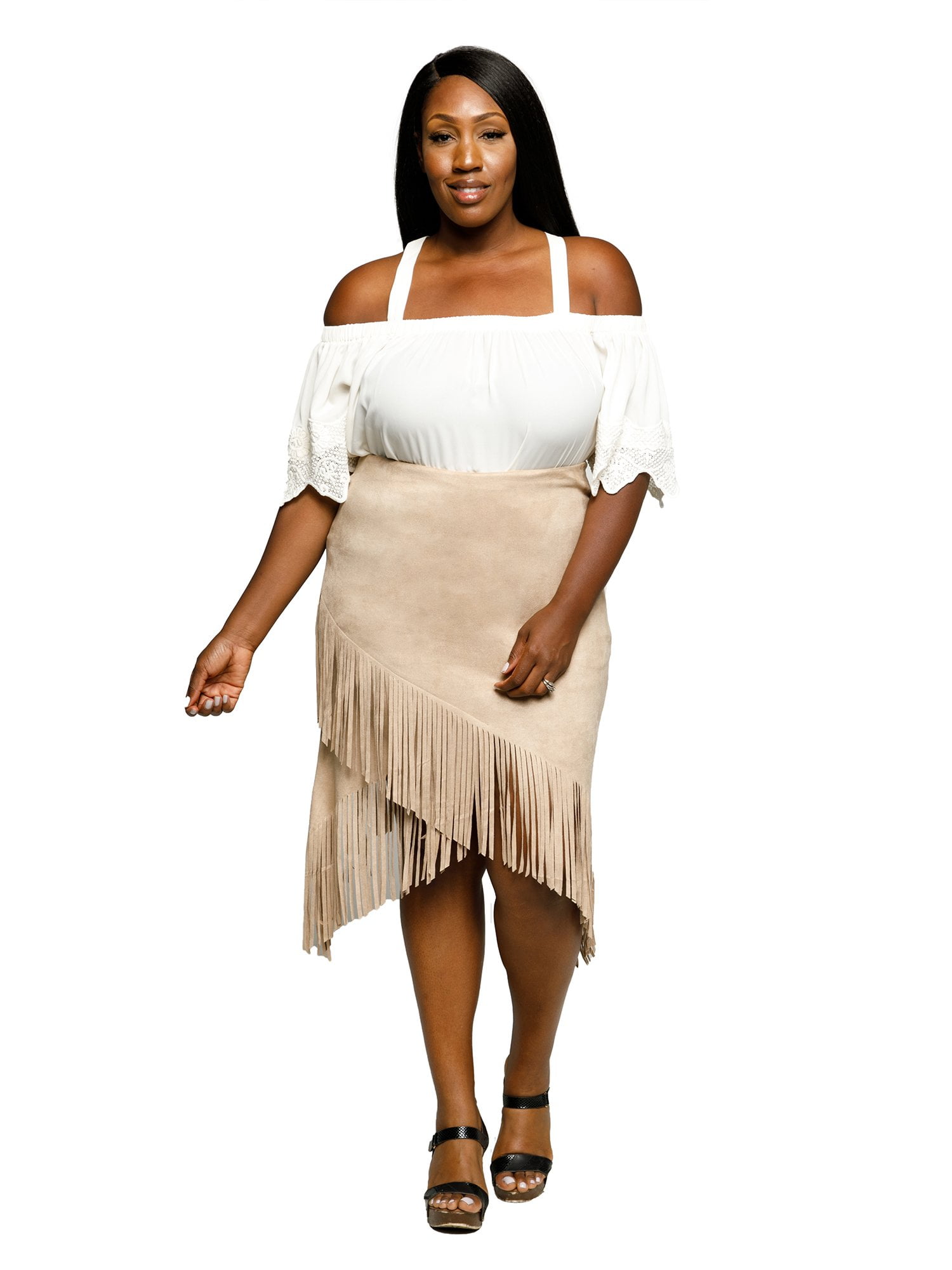 Plus size fringe clearance skirt