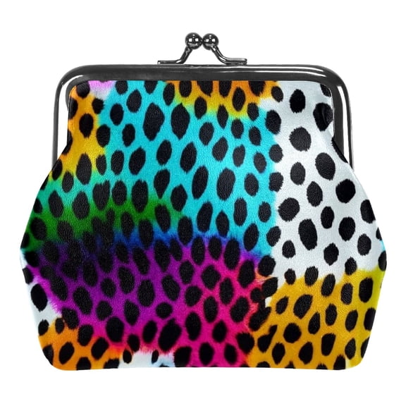 ERJLKXP Colorful Leopard Print Small Coin Purse & Pouchese for Women and Girls,Leather Coin Wallet Travel Essentials for Change, Keys, Lipstick