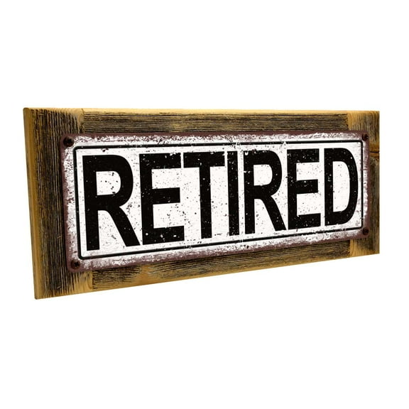 Framed Retired 4"x12" Metal Sign, Wall Décor for Mancave, Den, and Gameroom