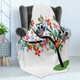 thumbnail image 4 of Cartoon Soft Flannel Fleece Throw Blanket, 2 Flirty Owls on a Tree with Colorful Flowers Birdies Summer Nature, Cozy Plush for Indoor and Outdoor Use, 50" x 70", Multicolor, by Ambesonne, 4 of 5