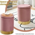thumbnail image 4 of Mxfurhawa Velvet Storage Ottoman Multipurpose Footrest Stool with Metal Base Modern Round Vanity Stool Chair Ottoman Foot Stools Support 300 lbs Padded Seat for Living Room (Dusty Rose (Velvet)), 4 of 8