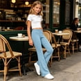 thumbnail image 4 of FAIWAD Girls Flare Leggings Stretch Elastic Waist Bootcut Yoga Dance Pants Kids School Uniform Pants, 4 of 9