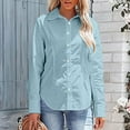 thumbnail image 7 of BLVB Cotton Linen Shirts for Women Long Sleeve Casual Loose Blouses V Neck Collared Button down T Shirts Tops, 7 of 7