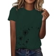 thumbnail image 2 of WCJM Women's Crew Neck Short Sleeve Tops Double Lined Slim Fit T Shir Women's Short Sleeve T-Shirt Women's Spring Round Neck Dandelion Printed Loose Casual Short Sleeved T Shirt, 2 of 5