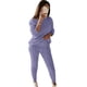 thumbnail image 5 of Conjunto de traje de suéter con pantalones largos de dos piezas de punto de cable de manga larga con hombros descubiertos de color sólido para mujer Fridja  hfkajh99500, 5 of 6
