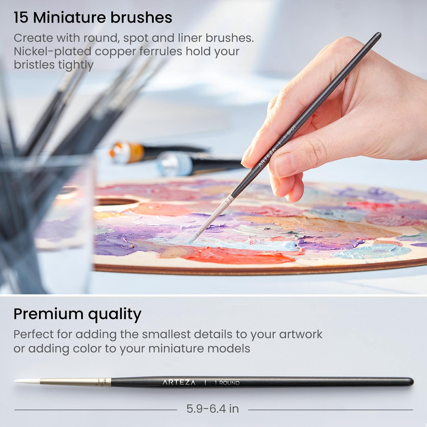 Arteza Gouache Painting Art Set Value Pack, 12 Metallic Gouache Paints and Foldable Black Canvas