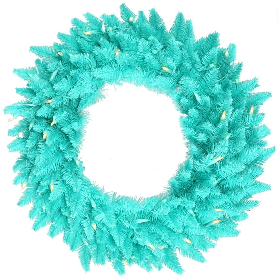 Vickerman 36" Aqua Artificial Christmas Wreath, Aqua Dura-lit Incandescent Mini Lights