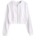 thumbnail image 1 of HSHDLDF Sweat à Capuche Court à Manches Longues Zippé Rayé pour Femmes Veste Décontractée à Cordon de Serrage, 1 of 5