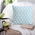 thumbnail image 2 of Ox Bay Flora Light Blue/White Damask Cotton Adult Decorative Throw Pillow Cover, 2 of 11