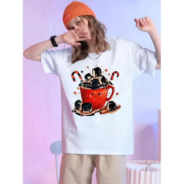 Cinnamon Cheerful Marshmallow Scene Women's Comfit T-shirt