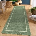 thumbnail image 2 of HOMERRY Scalloped Border Runner 2' x 8' for Hallway Modern Washable Throw Rugs for Kitchen Indoor Carpet, Green, 2 of 7
