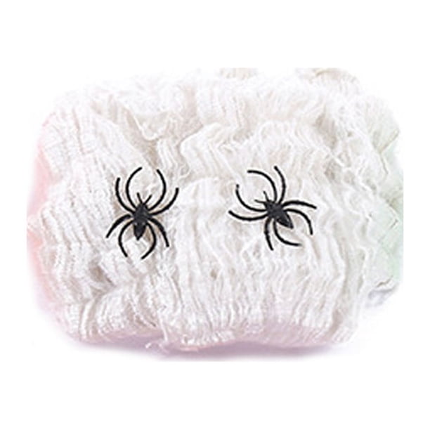 Yuarrent Web Artificial de Halloween portátil desmontable para interiores y exteriores, hogar, oficina, jardín, centro comercial, red de Kits de decoración para fiestas Blanco